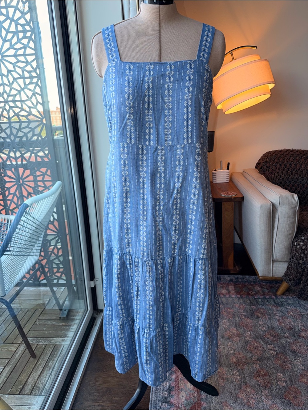 MADEWELL Embroidered Button-Back Tiered Sundress